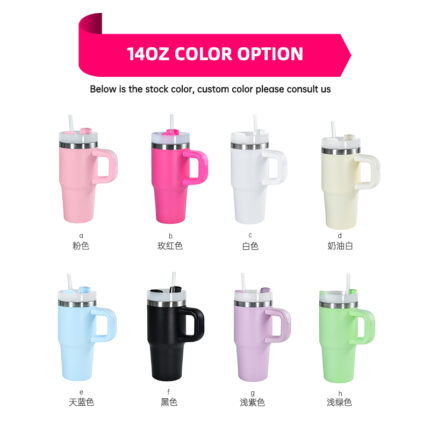 14oz BPA-Free Stainless Steel Kids Tumbler with Handle and Straw – Custom Color