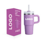 14oz BPA-Free Stainless Steel Kids Tumbler with Handle and Straw product image 1