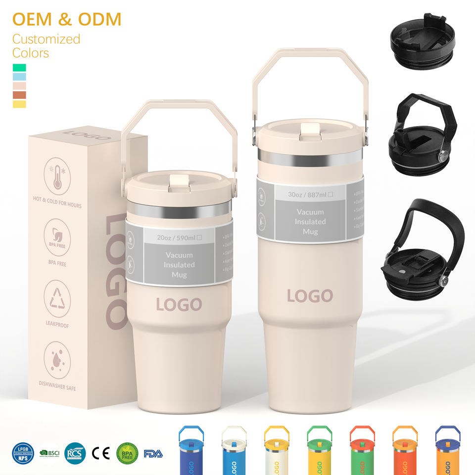 20oz 30oz Leakproof Stainless Steel Flip Straw Travel Tumbler with Handle product image 1 20oz 30oz Leakproof Stainless Steel Flip Straw Travel Tumbler with Handle product image 1