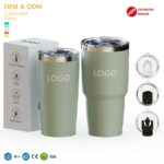 30oz Stainless Steel Vacuum Travel Tumbler with Slider Lid and Straw product image 1