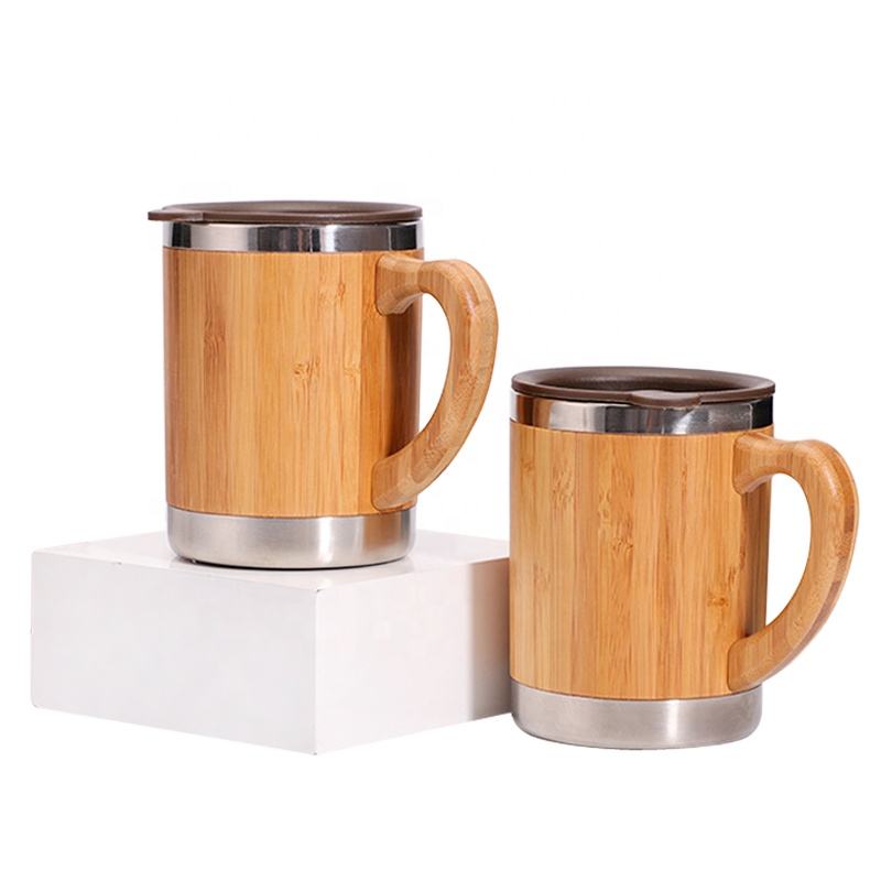 100% Natural ECO Friendly Bamboo Products Custom Logo Tableware Bamboo Tea Cup Stainless Steel Cup with Handle - Product Image 1