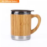 100% Natural ECO Friendly Bamboo Products Custom Logo Tableware Bamboo Tea Cup Stainless Steel Cup with Handle - Product Image 2