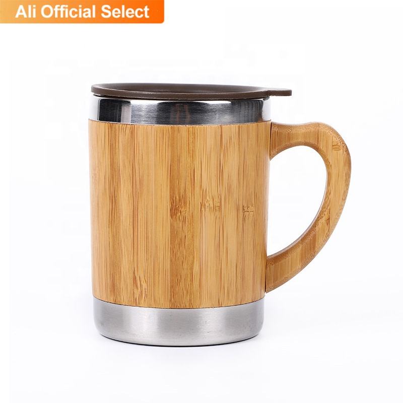 100% Natural ECO Friendly Bamboo Products Custom Logo Tableware Bamboo Tea Cup Stainless Steel Cup with Handle - Product Image 2