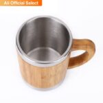 100% Natural ECO Friendly Bamboo Products Custom Logo Tableware Bamboo Tea Cup Stainless Steel Cup with Handle - Product Image 3