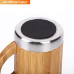 100% Natural ECO Friendly Bamboo Products Custom Logo Tableware Bamboo Tea Cup Stainless Steel Cup with Handle - Product Image 5
