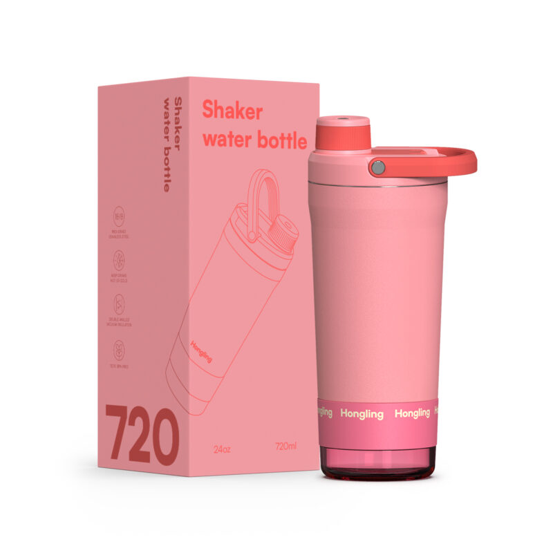 Portable Gym Shaker Bottle 24oz Stainless Steel Double Wall Custom Logo with Storage Compartment for Hiking Sports product image 1