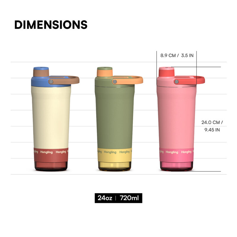 Portable Gym Shaker Bottle 24oz Stainless Steel Double Wall Custom Logo with Storage Compartment for Hiking Sports product image 2