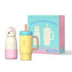 Contemporary Children Gift Set Double Wall Stainless Steel Bottle Handle Cup Lunch Box