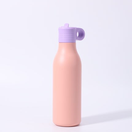 YEWAY Double Wall Vacuum Water Bottle Straw Lid Design for Car Cup Holder for Work Use Logo Printing - Peach color