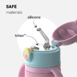 12oz Stainless Steel Vacuum Insulated Kids Water Bottle for Toddlers With Switchable Handles and Straps - Product Image 2
