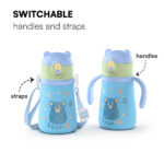 12oz Stainless Steel Vacuum Insulated Kids Water Bottle for Toddlers With Switchable Handles and Straps - Product Image 3