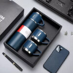 Corporate Business Stainless Steel Vacuum Flask Thermos Mug Gift Set Handle Lid Large Capa