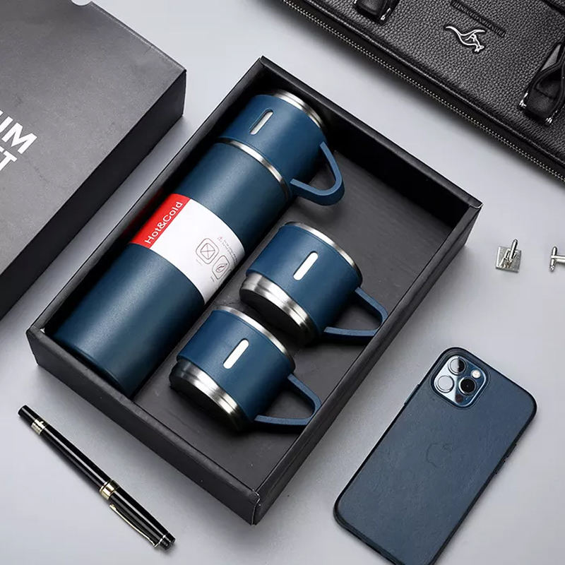 Corporate Business Stainless Steel Vacuum Flask Thermos Mug Gift Set Handle Lid Large Capa