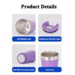 14oz 16oz Smart Tumbler Thermal Bluetooth Stainless Steel Water Bottle with Music Speaker Beer Cup with Lid Gym Bottle - Product Image 5
