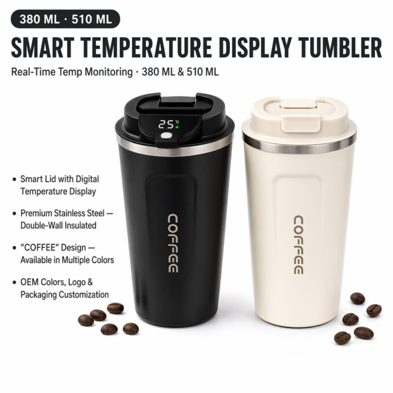 Kingze OEM Custom Logo Smart Temperature Stainless Steel Coffee Mug Vacuum Coffee Cup for Corporate Gift product image 1