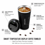 Kingze OEM Custom Logo Smart Temperature Stainless Steel Coffee Mug Vacuum Coffee Cup for Corporate Gift product image 3