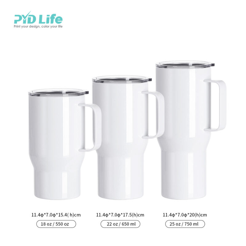 PYD Life New 18 oz 22 oz 25 oz Stainless Steel Cup Sublimation Flask Blanks Travel Mug Tumbler with Leakproof Lid and Handle product image 2