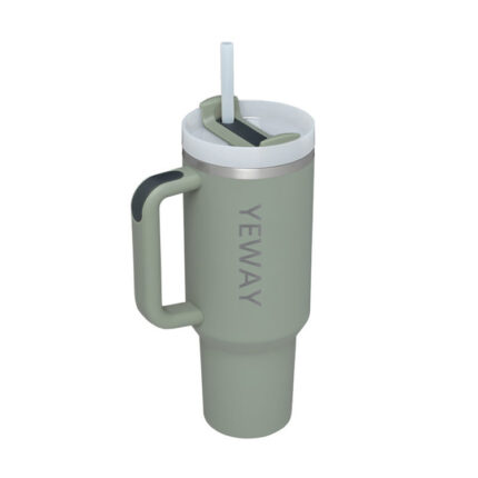 Yeway Factory Custom Big Size Travel Stainless Steel Insulated 40oz Tumbler With Handle Leopard Engraved - dark green (2) color