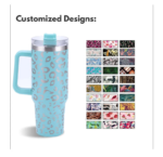 Yeway Factory Custom Big Size Travel Stainless Steel Insulated 40oz Tumbler With Handle Leopard Engraved product image 4
