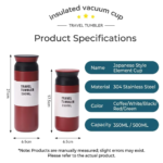 350ml 500ml Japanese Style Stainless Steel Travel Tumbler Leak Proof Minimalist Insulated Coffee Mug Car Cup Holder Friendly product image 3