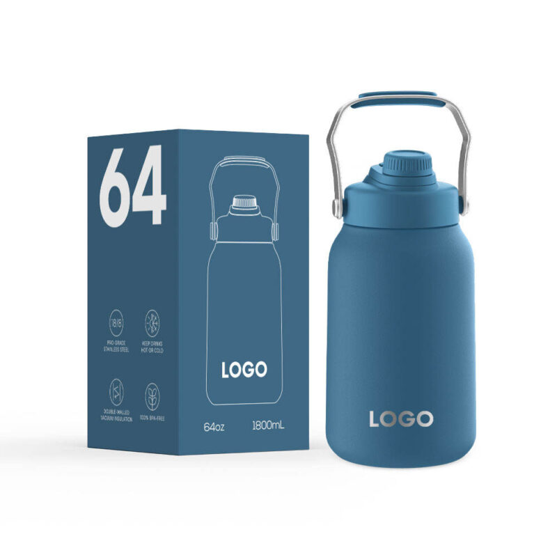 64oz 128oz Stainless Steel Vacuum Insulated Water Bottle Half Gallon Jug with Strong Handle Hot Sale for Camping product image 1