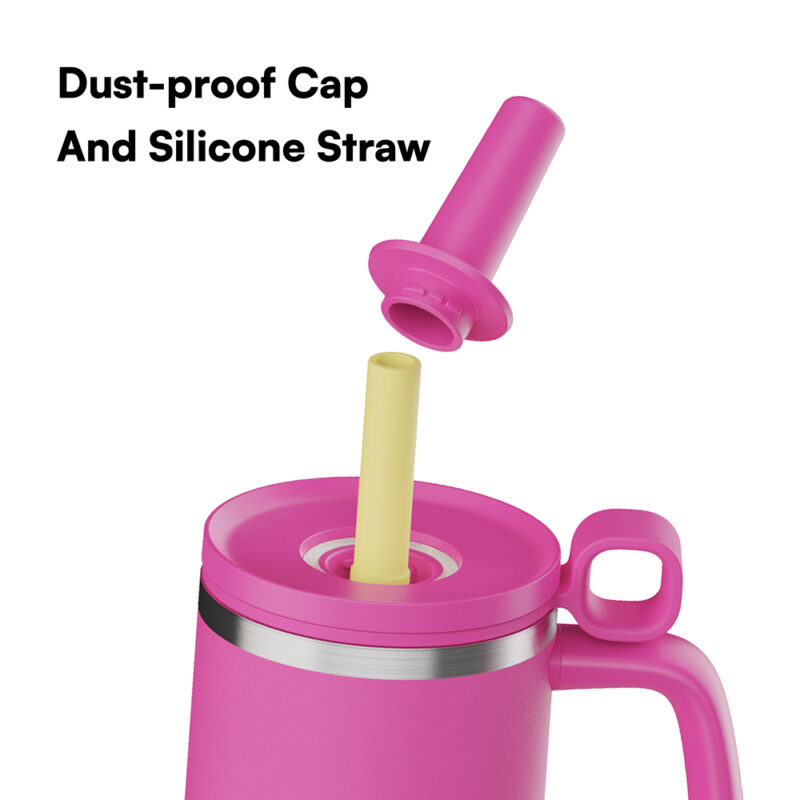 New Patent 40oz Stainless Steel Vacuum Insulated Tumbler With Handle Dustproof Cap Silicone Straw Custom Color Logo product image 2