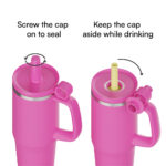 New Patent 40oz Stainless Steel Vacuum Insulated Tumbler With Handle Dustproof Cap Silicone Straw Custom Color Logo product image 3