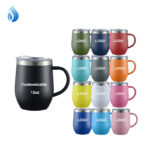 ZY 12oz Print logo Double Wall Stainless Steel Wine Tumbler Insulated Coffee Mug Egg Shape Travel Print Cup with Handle product image 1