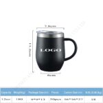 ZY 12oz Print logo Double Wall Stainless Steel Wine Tumbler Insulated Coffee Mug Egg Shape Travel Print Cup with Handle product image 3