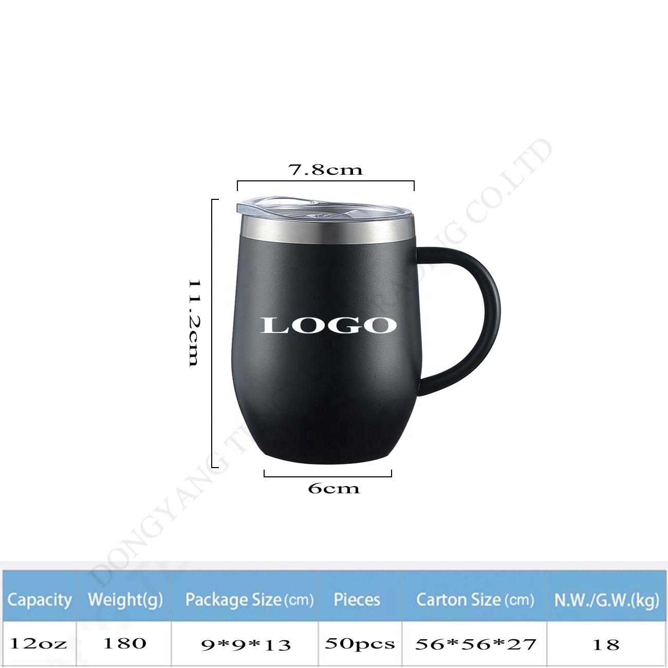 ZY 12oz Print logo Double Wall Stainless Steel Wine Tumbler Insulated Coffee Mug Egg Shape Travel Print Cup with Handle product image 3