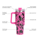 American Style 40 Oz Stainless Steel Cow Pattern Travel Flowstat Handle Tumbler Reusable Thermos Bottles Mugs product image 3