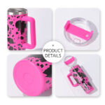 American Style 40 Oz Stainless Steel Cow Pattern Travel Flowstat Handle Tumbler Reusable Thermos Bottles Mugs product image 4