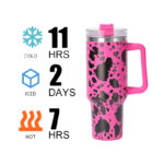 American Style 40 Oz Stainless Steel Cow Pattern Travel Flowstat Handle Tumbler Reusable Thermos Bottles Mugs product image 5