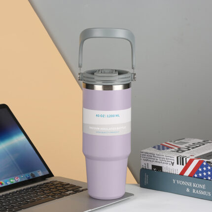 20oz 25oz 30oz 35oz 40oz 304 Stainless Steel Thermos Cup Hot Selling Portable Car Cup Travel Vacuum Mug with Handle - lilac color