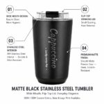 Kingze 280ml 380ml 480ml Matte Stainless Steel Coffee Tumbler Double Wall Vacuum Insulated Travel Mug for Promotion Giveaway product image 3