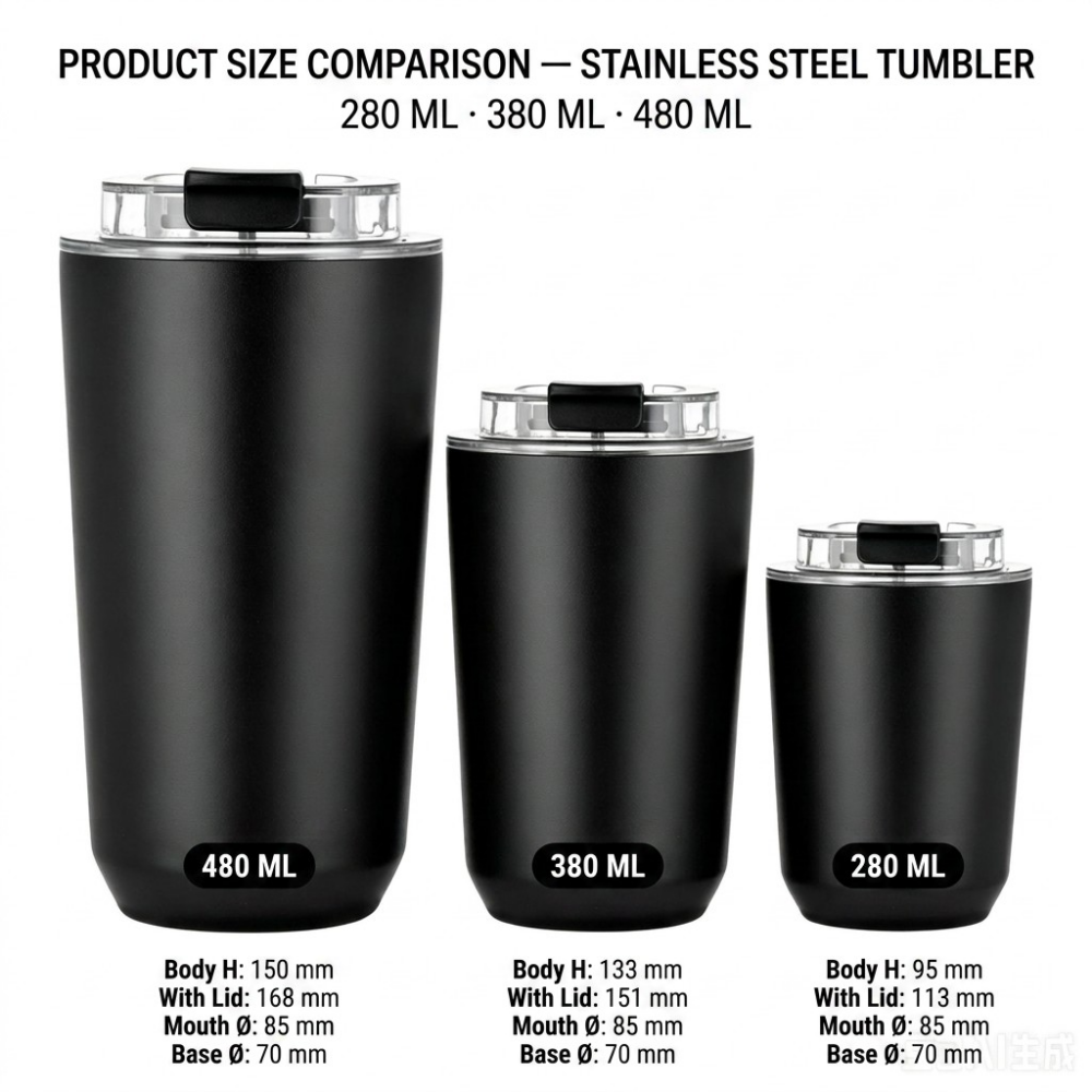 Kingze 280ml 380ml 480ml Matte Stainless Steel Coffee Tumbler Double Wall Vacuum Insulated Travel Mug for Promotion Giveaway product image 4