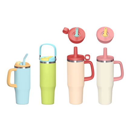 New Eco-Friendly Handle Vacuum Insulated Stainless Steel Travel Water Tumbler Heavy Mug 50oz Tumblers With Lids Straw - Customized color