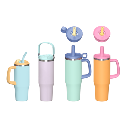 New Eco-Friendly Handle Vacuum Insulated Stainless Steel Travel Water Tumbler Heavy Mug 50oz Tumblers With Lids Straw - Sky Blue color