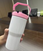 升华翻转吸管防漏盖儿童运动水瓶20盎司盎司不倒翁杯彩色手柄热转印 product image 3