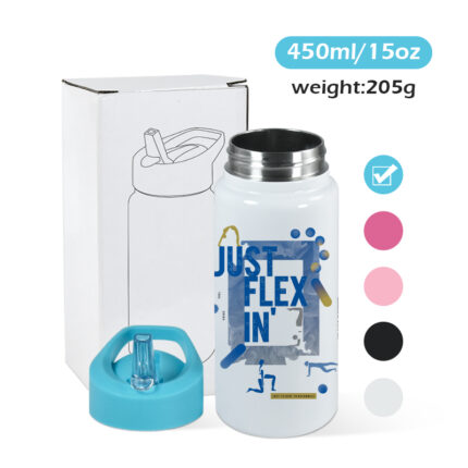 升华吸管杯14盎司绝缘水瓶升华空白儿童运动水瓶带彩色吸管盖不倒翁 product image 2