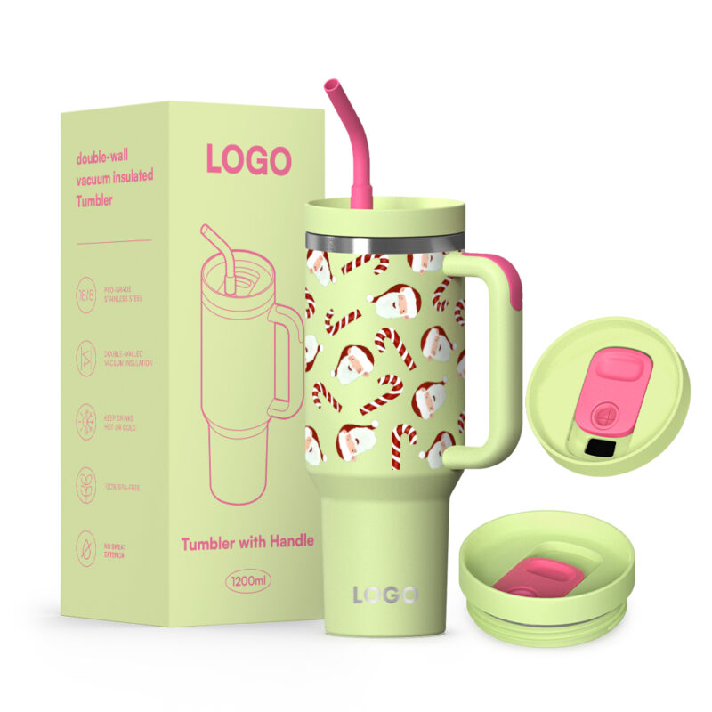 New Design 40 oz Stainless Steel Vacuum Insulated Metal Travel Mug Coffee Cup With Handle Christmas Gifts product image 1