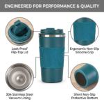 Kingze Car Cup Holder Friendly Coffee Tumbler 380ml/510ml Stainless Steel Insulated Mug for Office Travel product image 3