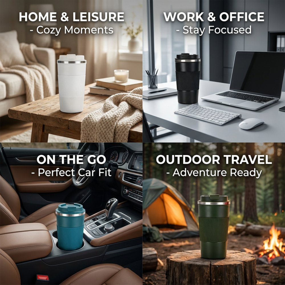 Kingze Car Cup Holder Friendly Coffee Tumbler 380ml/510ml Stainless Steel Insulated Mug for Office Travel product image 5