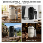 Kingze Custom Logo 410ml Vacuum Insulated Thermal Cup Stainless Steel 316 Ceramic Liner Travel Car Coffee Mugs with Lids product image 5