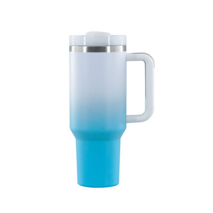 Double Wall Tumbler 40oz Custom Insulated Water Bottles Travel Mug Cup With Handle Thermal Stainless Steel Tumbler Wholesale - 13#White Blue Gradient color
