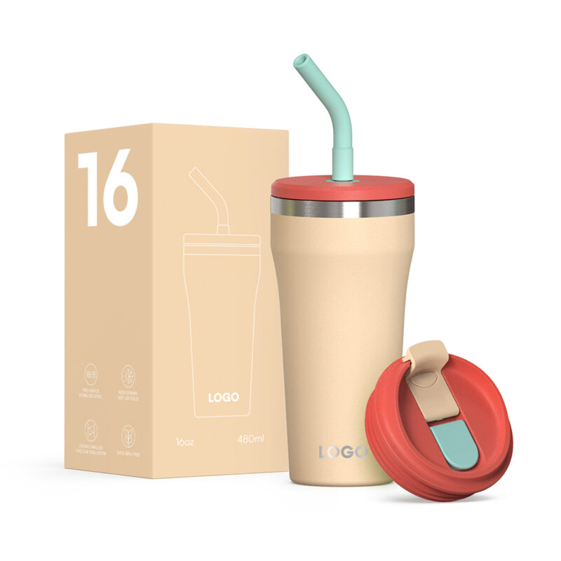 BPA-Free Double Wall Stainless Steel Water Tumbler Straw Lid New Design Vacuum Insulated Office Thermos SUS304 Business Gifts product image 2