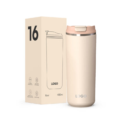 Christmas 12oz & 16oz Double Wall Stainless Steel Water Tumbler Patent Lid BPA-Free Vacuum Insulated - Beige 16oz color
