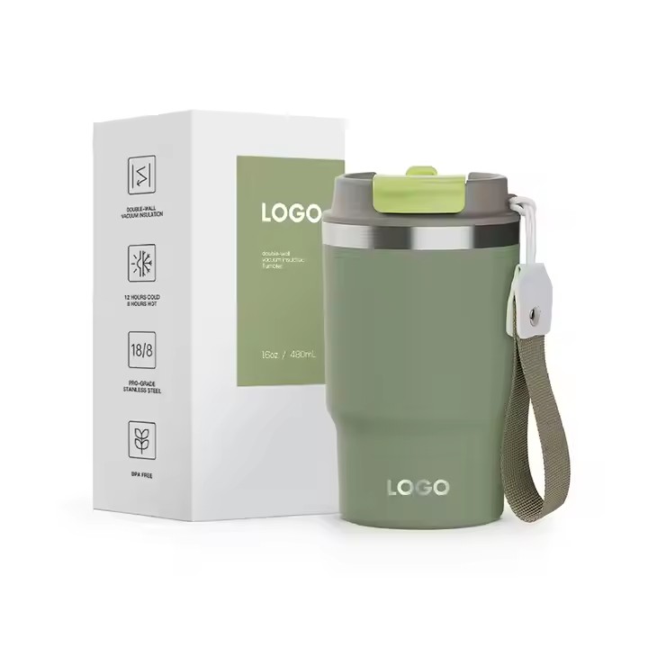 12 oz 2-in-1 Lid Stainless Steel Insulated Tumbler Coffee Cup with Rope, Customized Sample with Rope product image 1