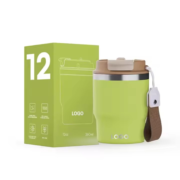 12 oz 2-in-1 Lid Stainless Steel Insulated Tumbler Coffee Cup with Rope, Customized Sample with Rope product image 2