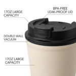 Kingze Premium 17oz Stainless Steel Thermal Coffee Tumbler 500ml Spill-proof Vacuum Travel Coffee Mug with Lids product image 4